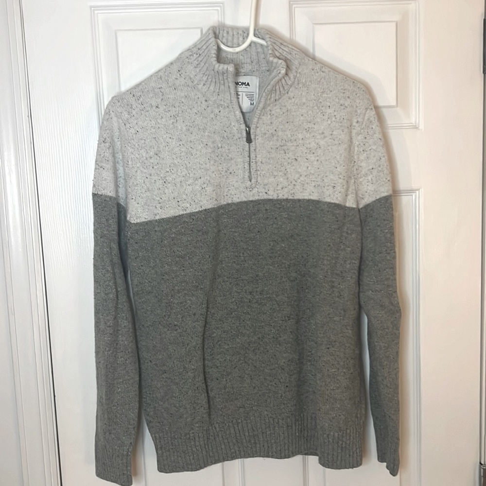 Sonoma grey/dark grey medium cotton/acrylic quarter zip sweater